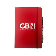 Load image into Gallery viewer, GB News Reporter's A5 Notebook with Metal Ball-Point Pen (in Blue or Red)