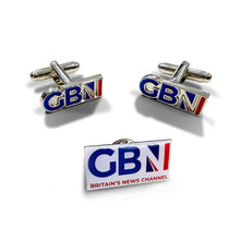 Load image into Gallery viewer, GB News cufflinks & pin badge set