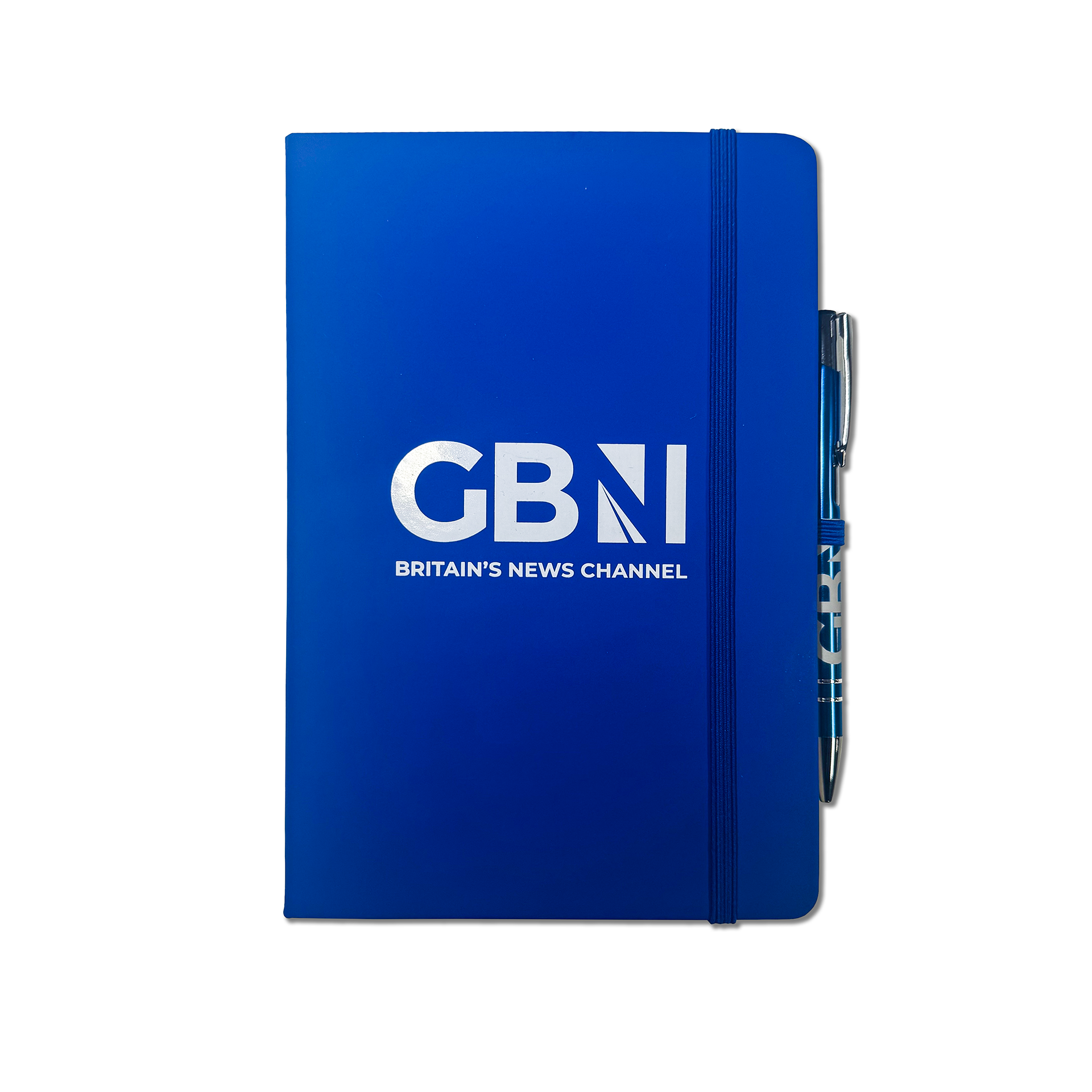 GB News A5 Notebook with Metal Ball-Point Pen (in Blue or Red)